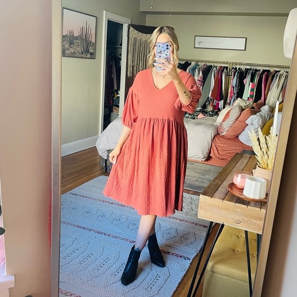 Zara Puff Sleeve Peasant Dress - Picture 7 of 9